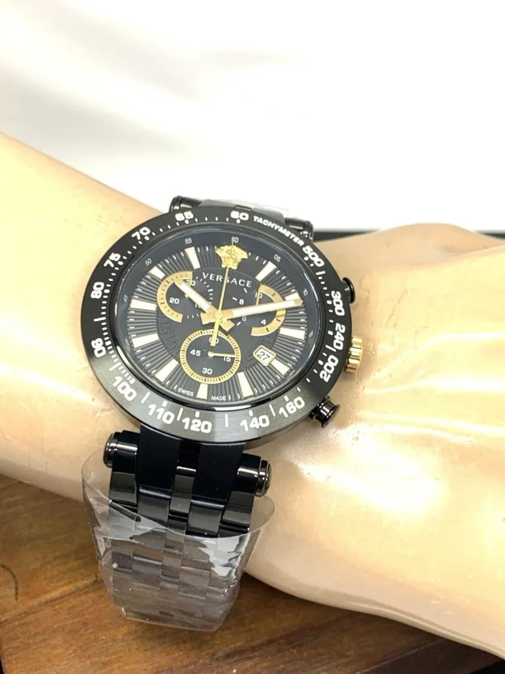 Versace V-Race Men's Watch VEJB00722 Chronograph Swiss Quartz Black Steel 46mm